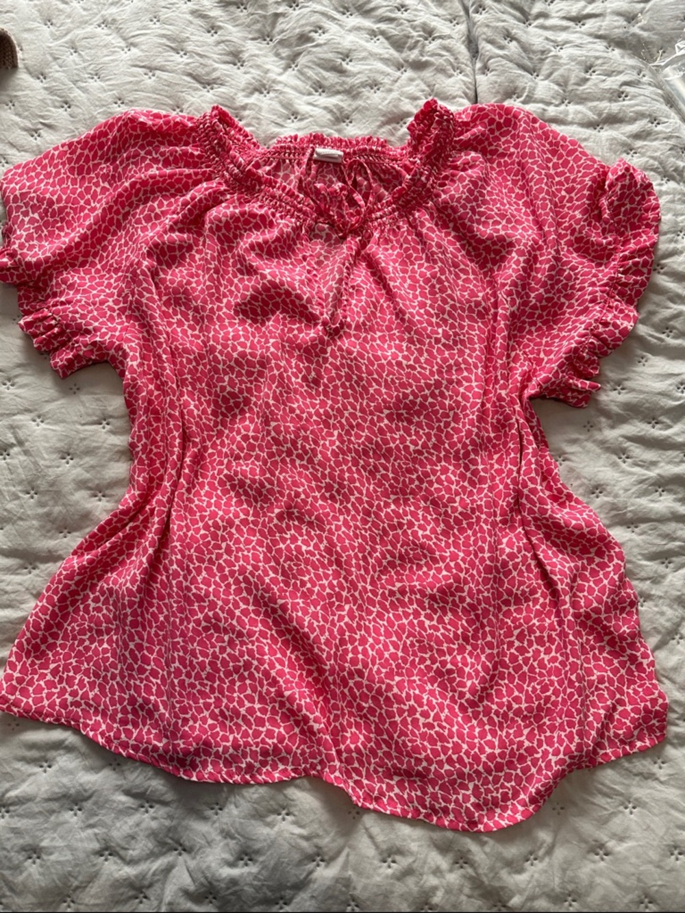 GAP Women’s Pink Printed Short-Sleeve Blouse